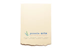 Beige paper with 'piccola arte' logo and text on a white background