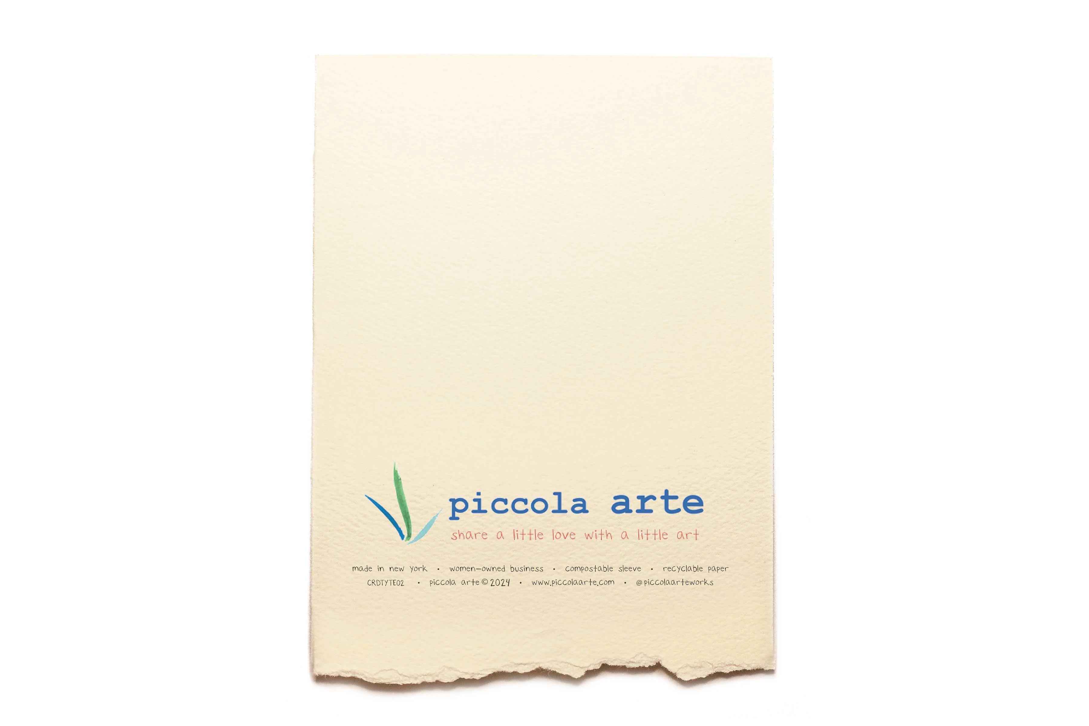 Piccola Arte logo on a beige paper background