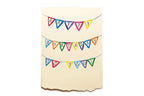 Colorful birthday banner on a beige background