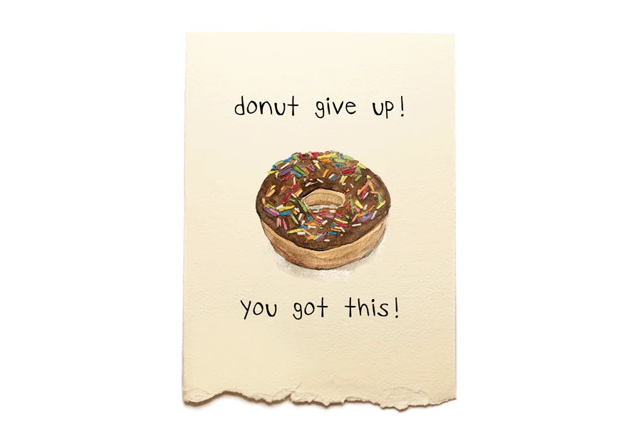 Motivational card with a donut and text on a beige background