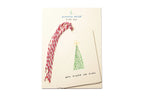Pack os tags with Christmas tree and reindeer design on a white background
