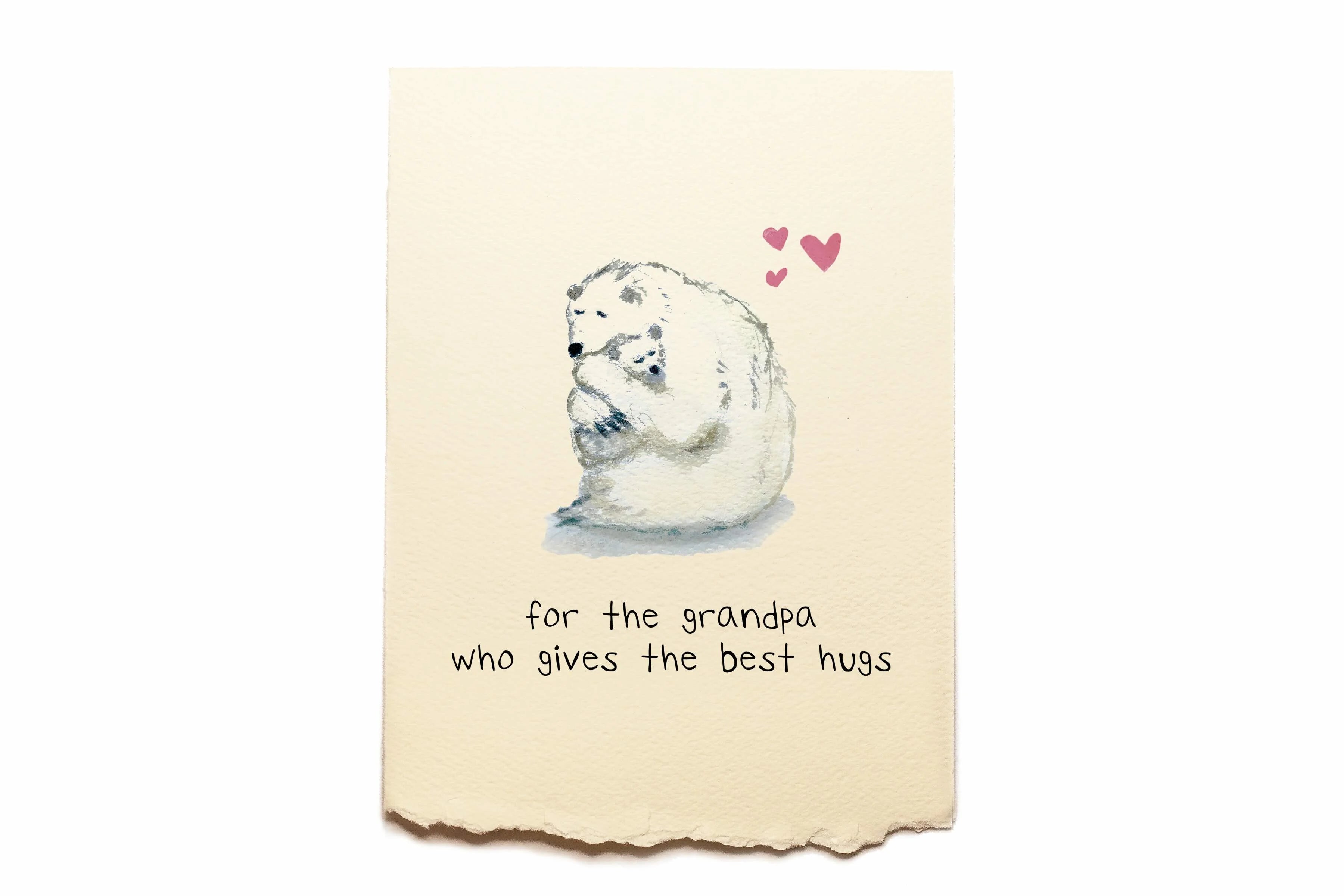 Card with a polar bear illustration and text on a beige background