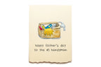 Father's Day card with toolbox illustration and text on a beige background