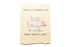Father's Day card with two pigs and text on a beige background