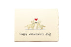 Valentine's Day card with two dogs and a heart on a beige background