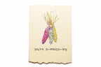 Card with colorful corn illustration and 'you're a-maize-ing' text on a beige background