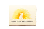 Note card with a watercolor illustration of a cat and text on a white background