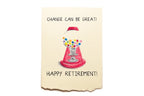 Gumball machine illustration on a card with 'Happy Retirement!' text