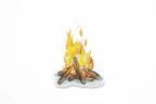 Sticker of a campfire with flames on a white background.