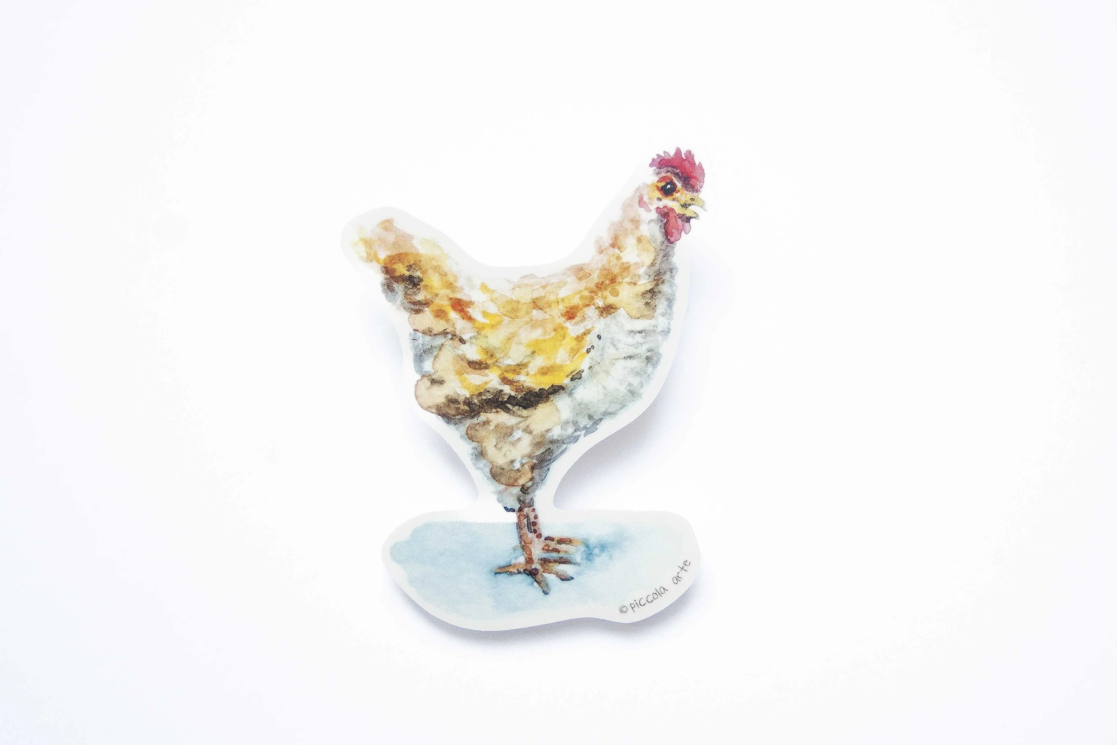 Decorative sticker of a chicken on a white background.