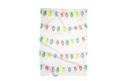 Tea towel with colorful Christmas light design on a white background