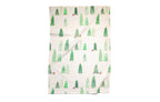 Fabric with green tree pattern on a white background
