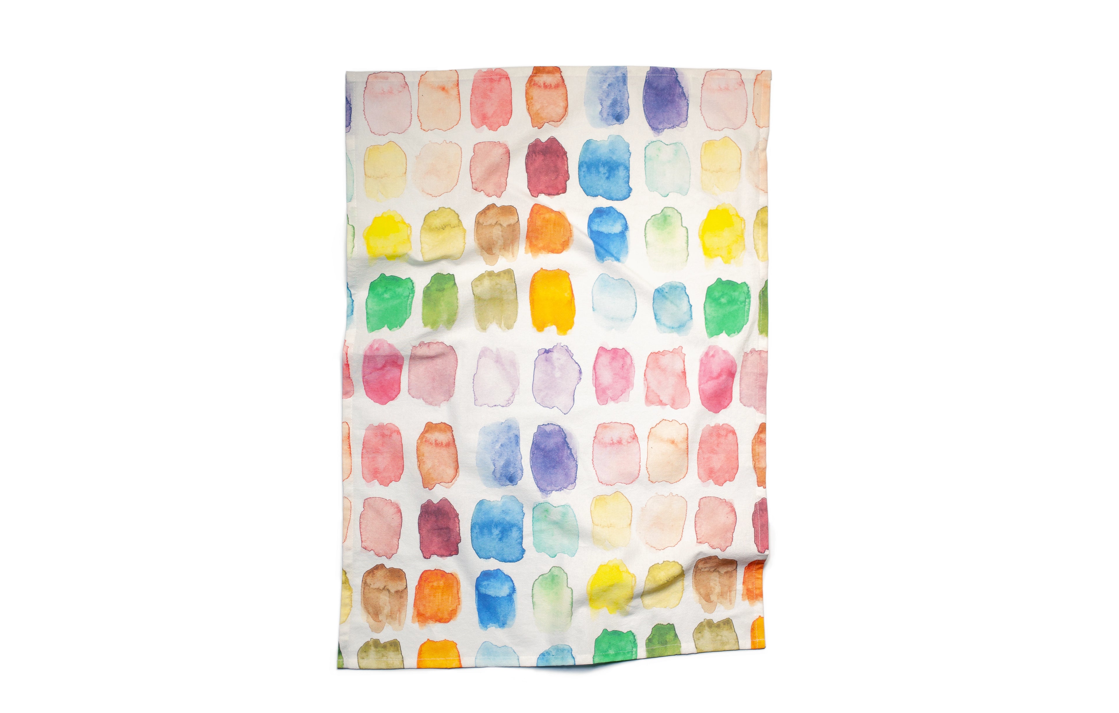 Towel with colorful abstract pattern on a white background