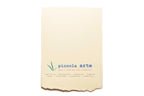 The back of a greeting card from piccola's arte.