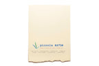The back of a greeting card from piccola's arte.