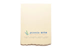 The back of a greeting card from piccola's arte.